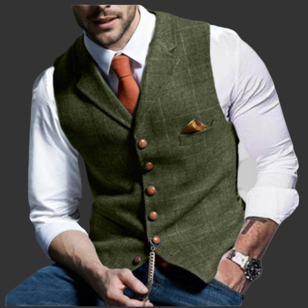 Klassische elegante Weste mit Reverskragen und Knopfleiste