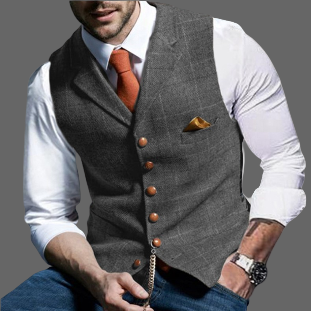 Klassische elegante Weste mit Reverskragen und Knopfleiste