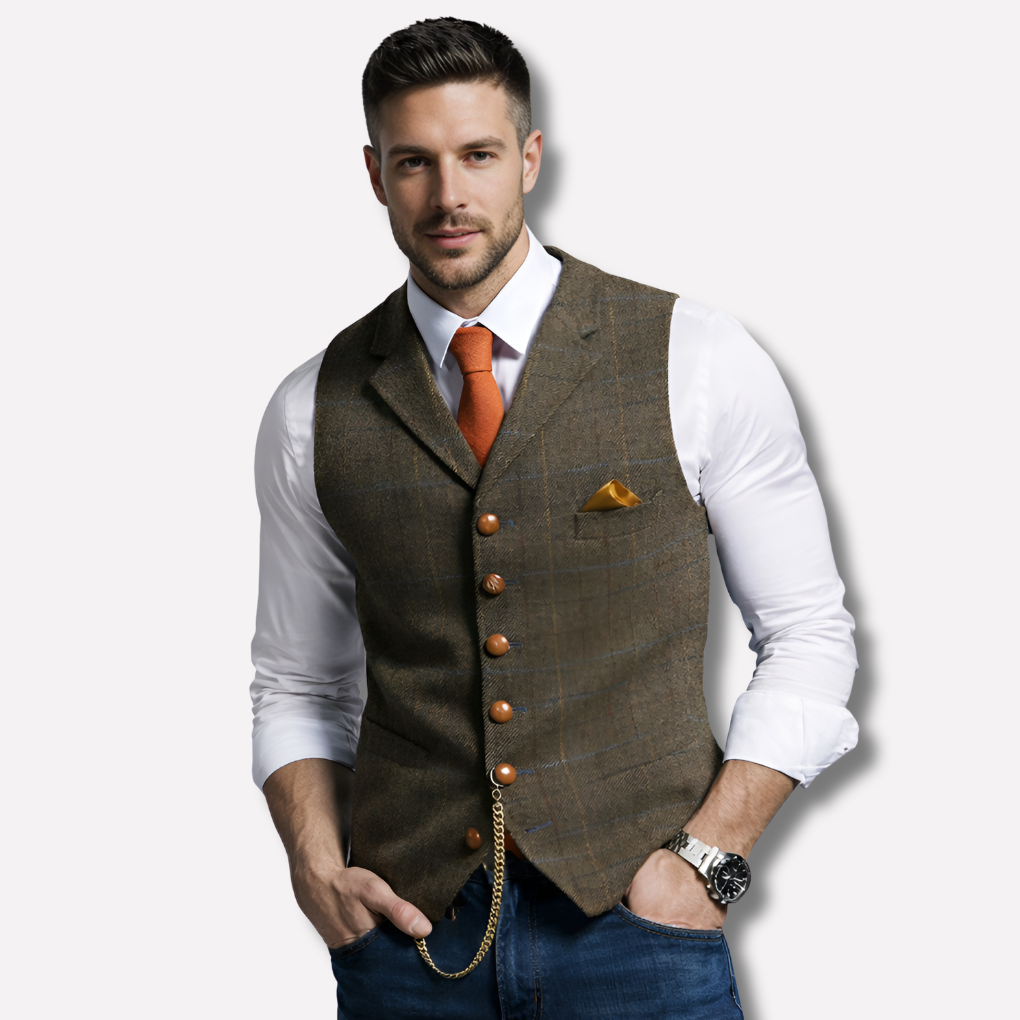 Klassische elegante Weste mit Reverskragen und Knopfleiste