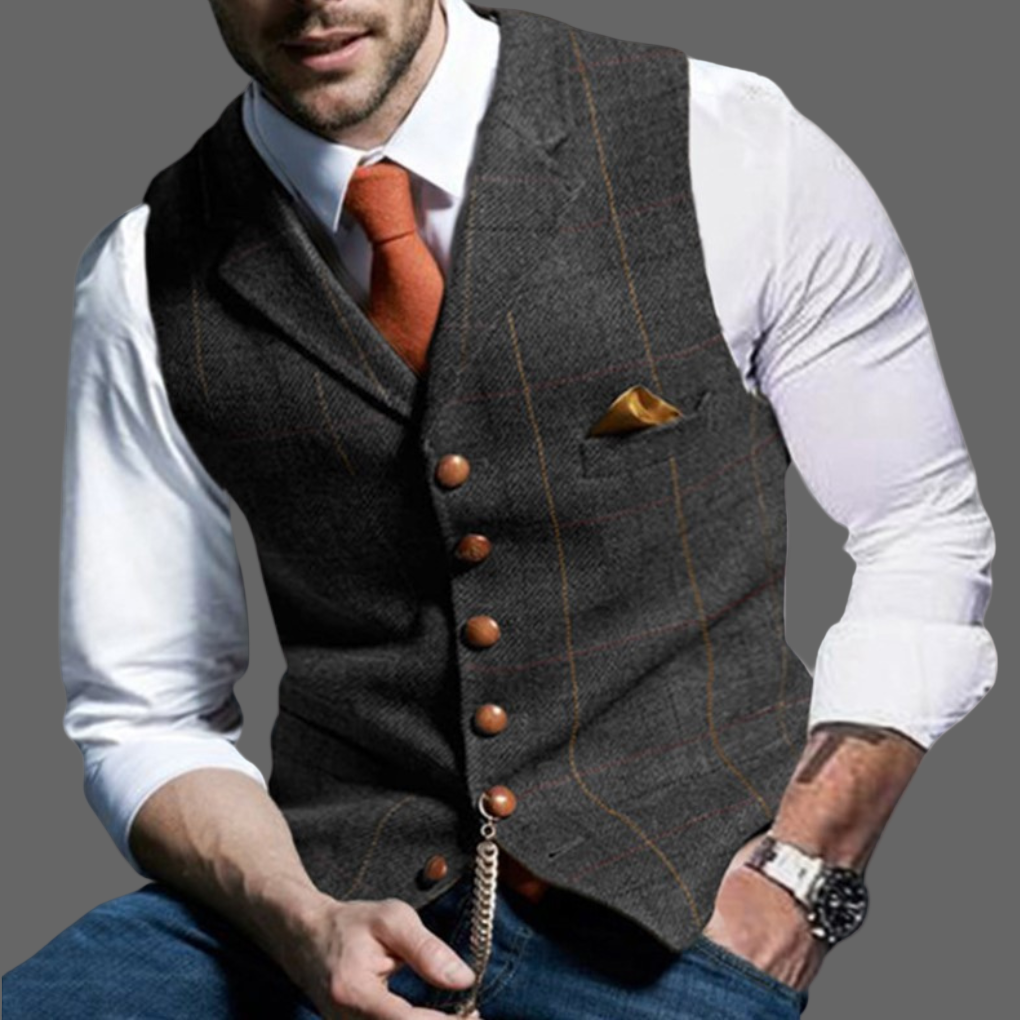 Klassische elegante Weste mit Reverskragen und Knopfleiste
