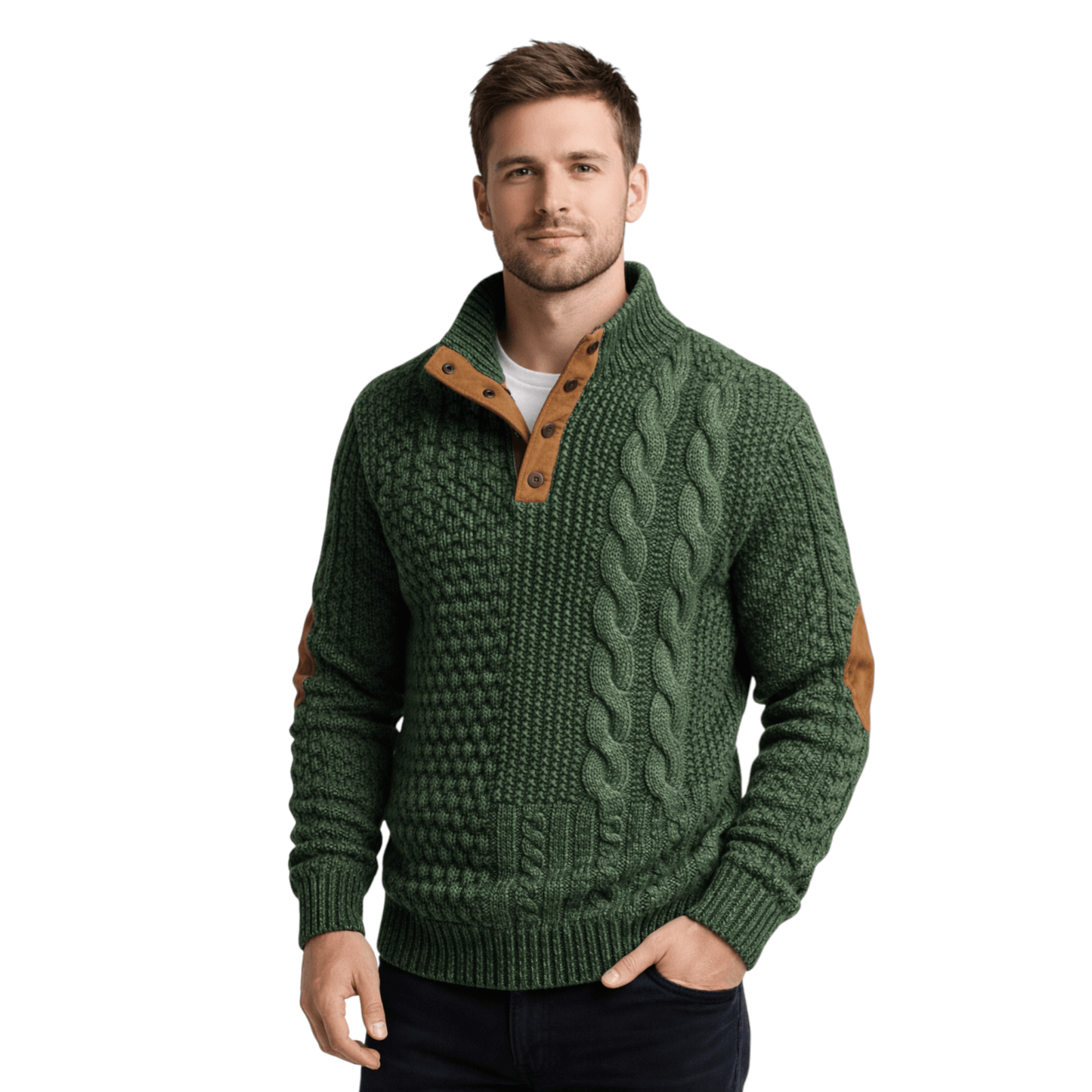 Klassischer Herrenpullover mit hohem Kragen