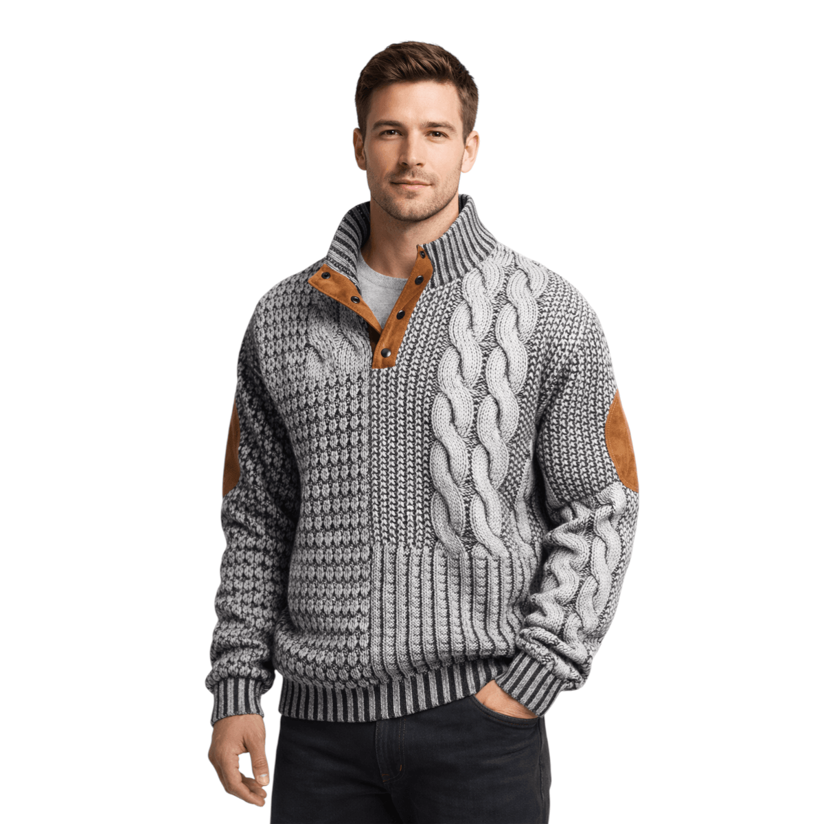 Klassischer Herrenpullover mit hohem Kragen