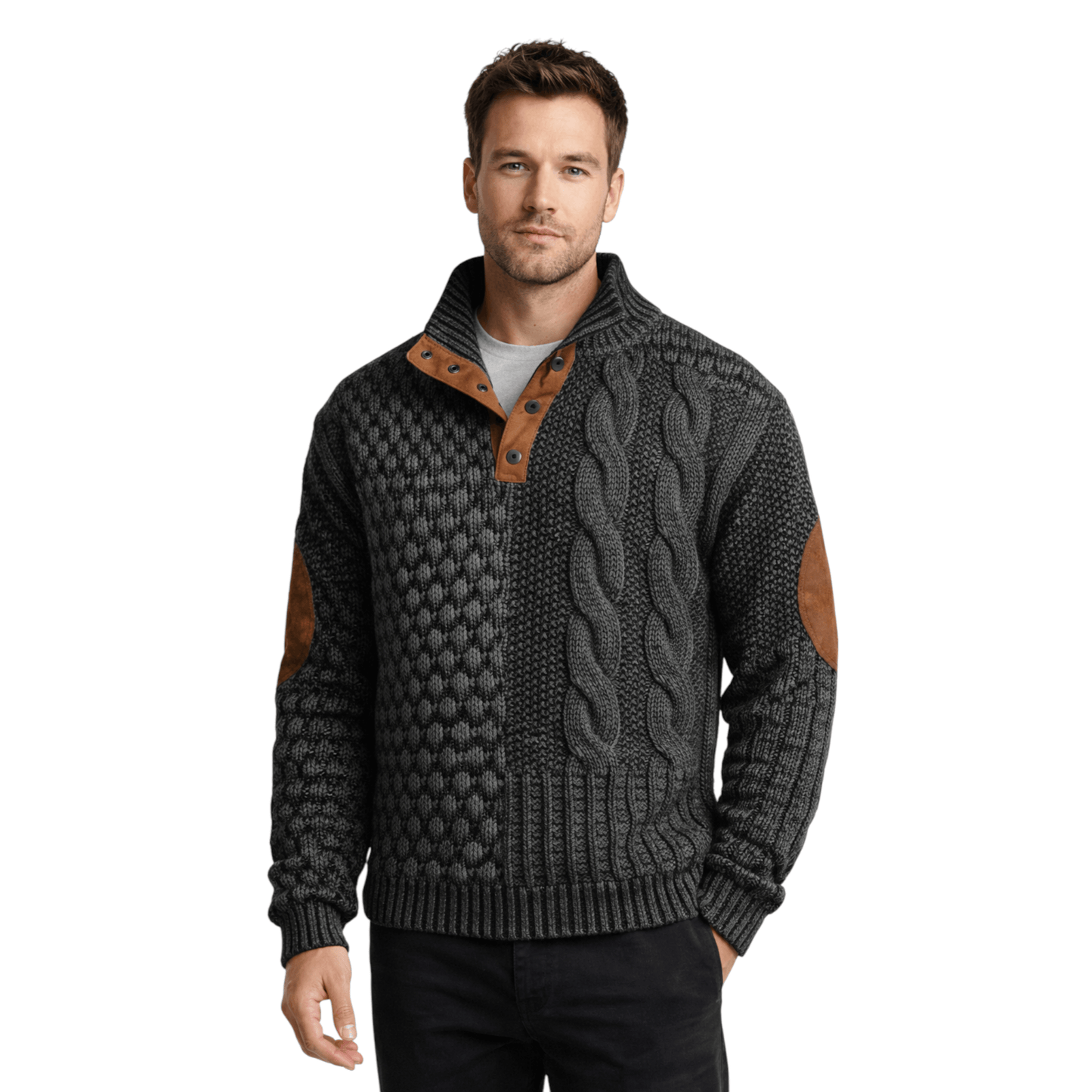 Klassischer Herrenpullover mit hohem Kragen