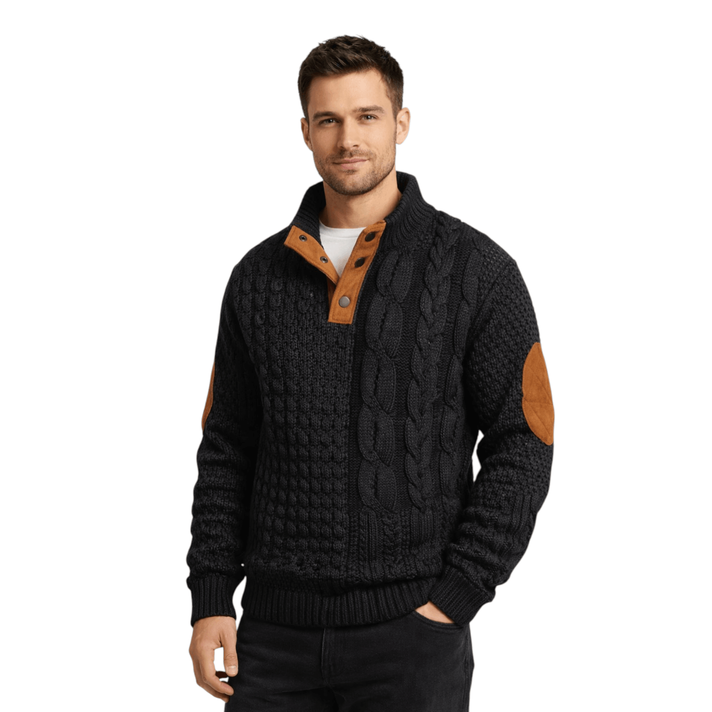 Klassischer Herrenpullover mit hohem Kragen