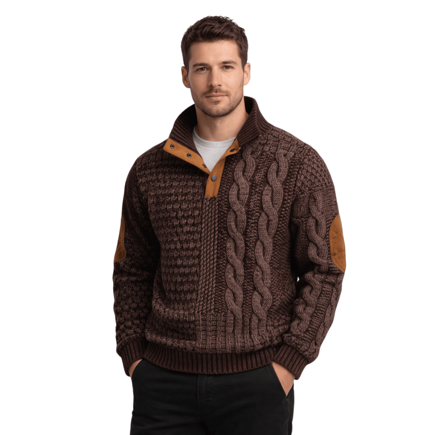 Klassischer Herrenpullover mit hohem Kragen