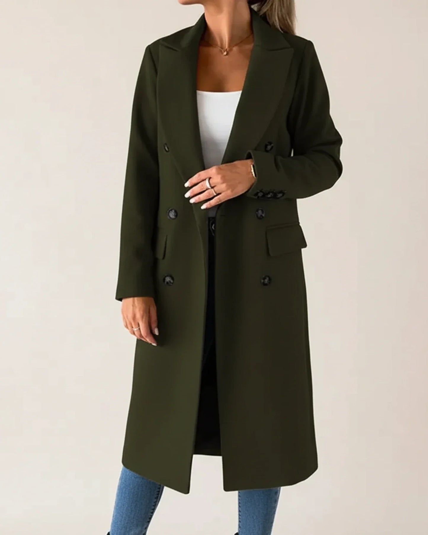 Klassischer langer Trenchcoat für Damen