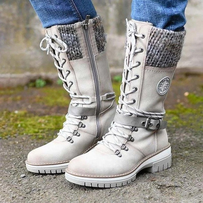 Kniehohe Damen-Schnürstiefel
