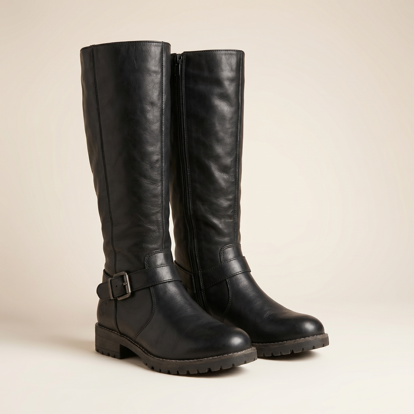 Kniehohe Damenstiefel aus PU-Leder | Stützende, warme Winter-Schuhe