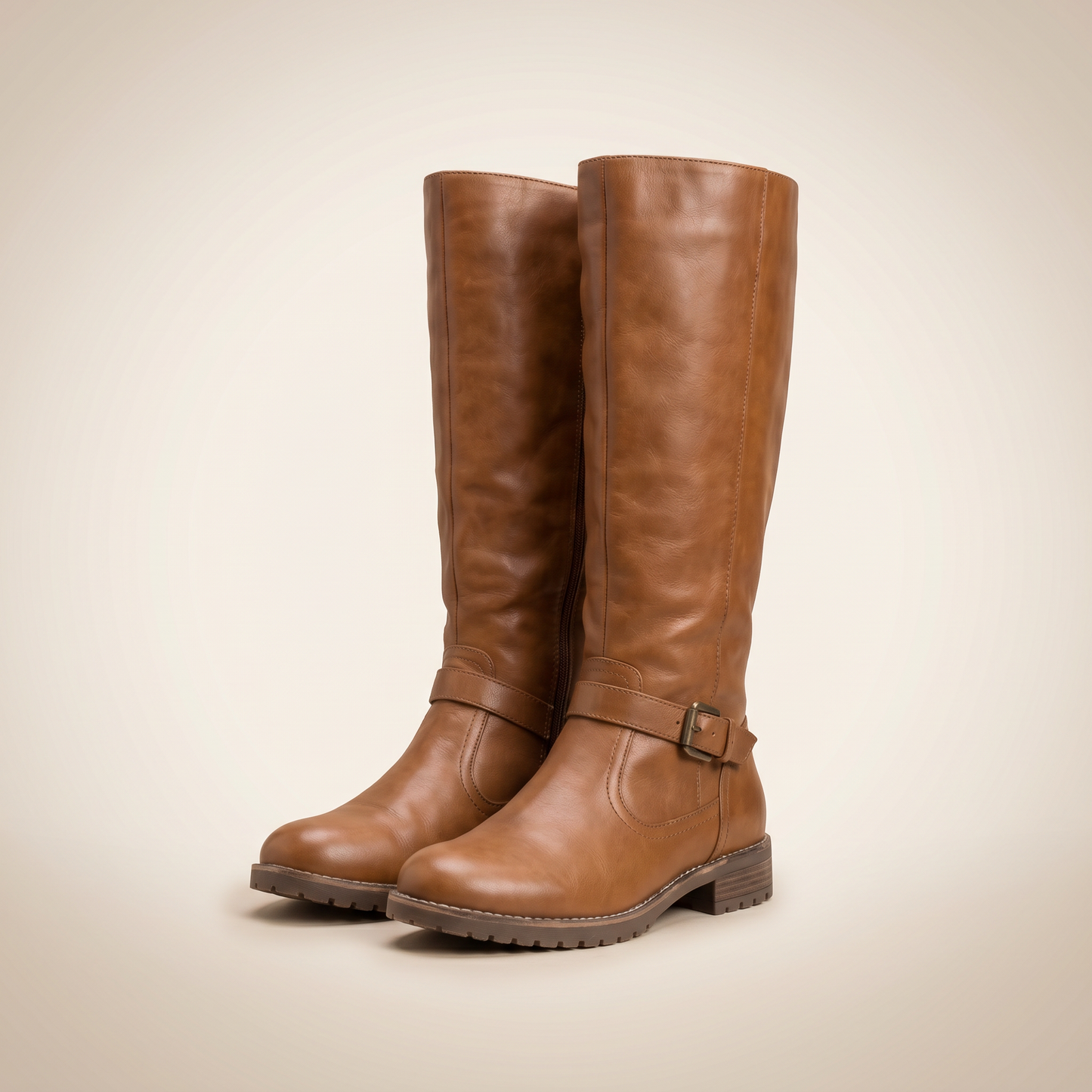 Kniehohe Damenstiefel aus PU-Leder | Stützende, warme Winter-Schuhe