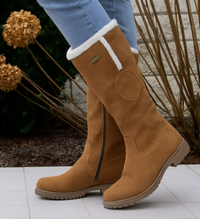 Kniehohe Damenstiefel mit Kunstfellbesatz