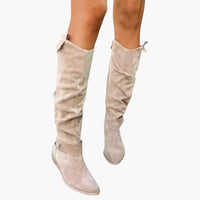 Kniehohe Damenstiefel mit Reißverschluss und Blockabsatz