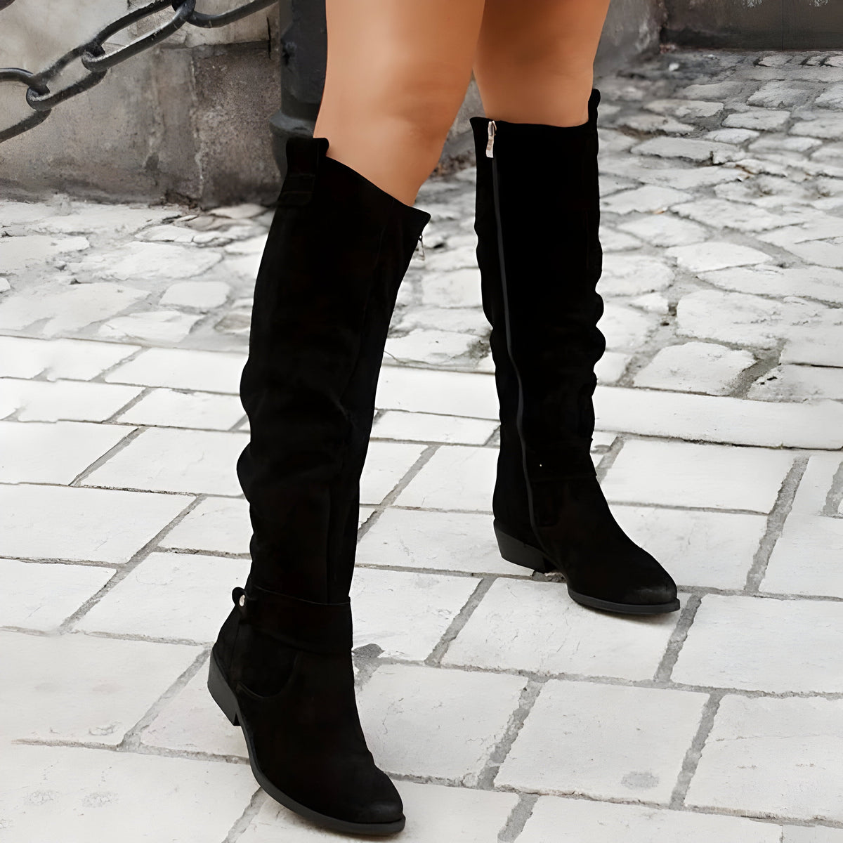 Kniehohe Damenstiefel mit rutschfester Sohle