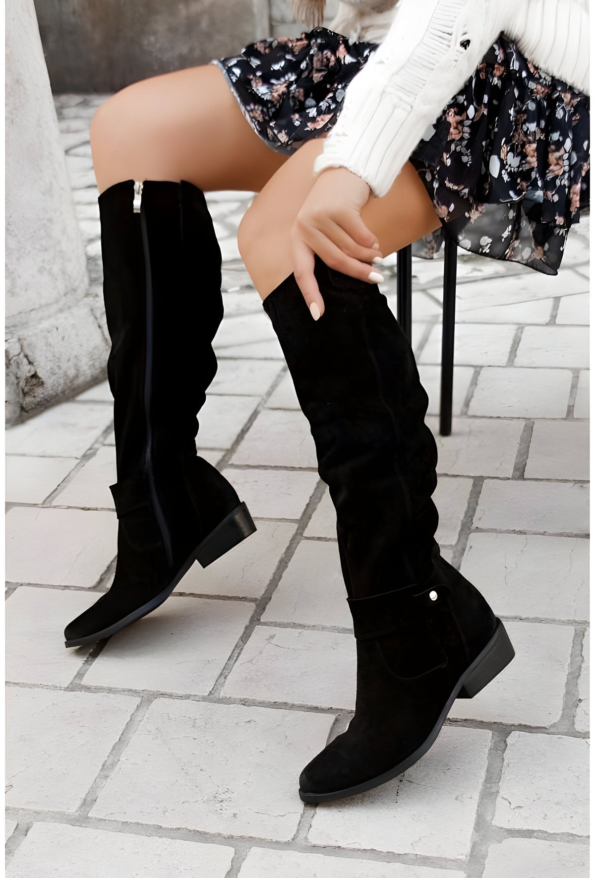 Kniehohe Damenstiefel mit rutschfester Sohle
