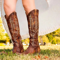 Kniehohe bestickte Cowboy-Stiefel für Damen