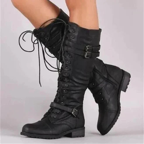 Kniehohe Retro-Schnürstiefel für Damen