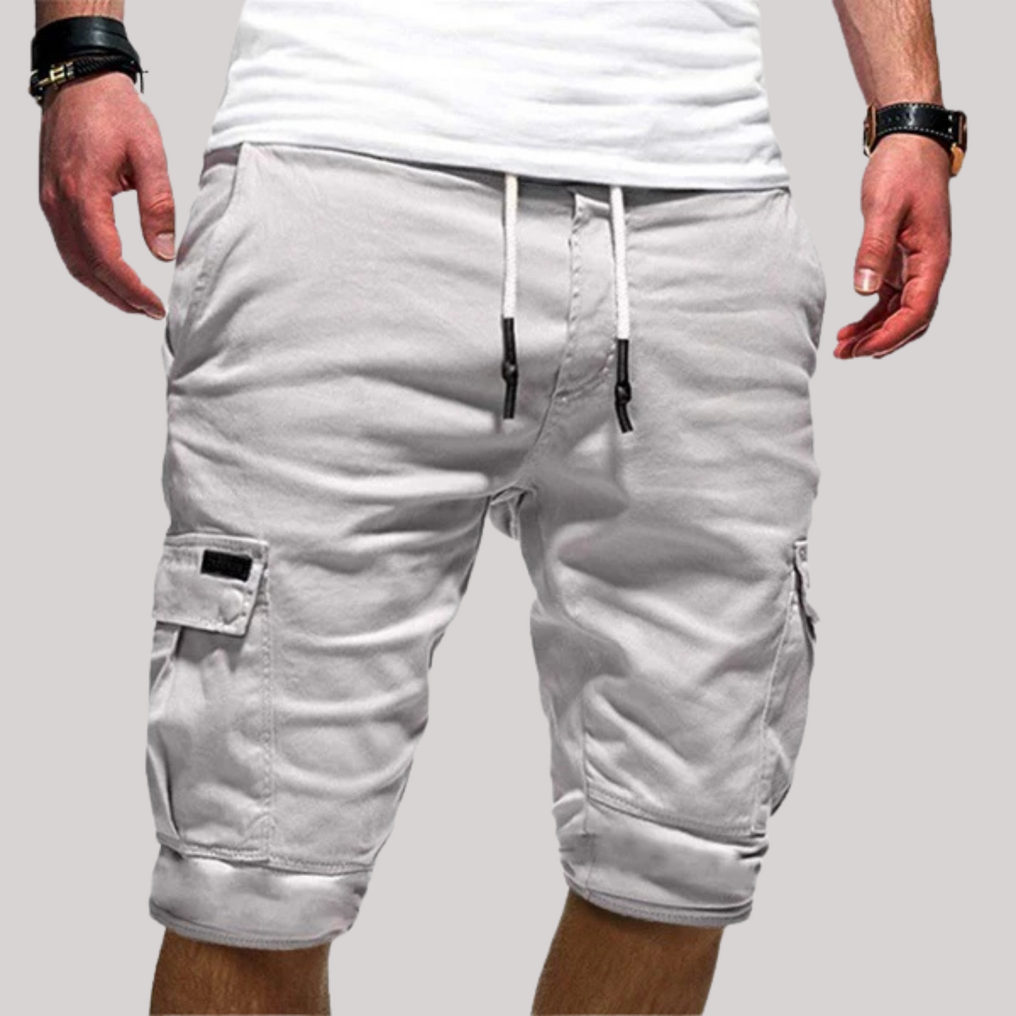 Knielange Herren-Cargoshorts mit Kordelzug