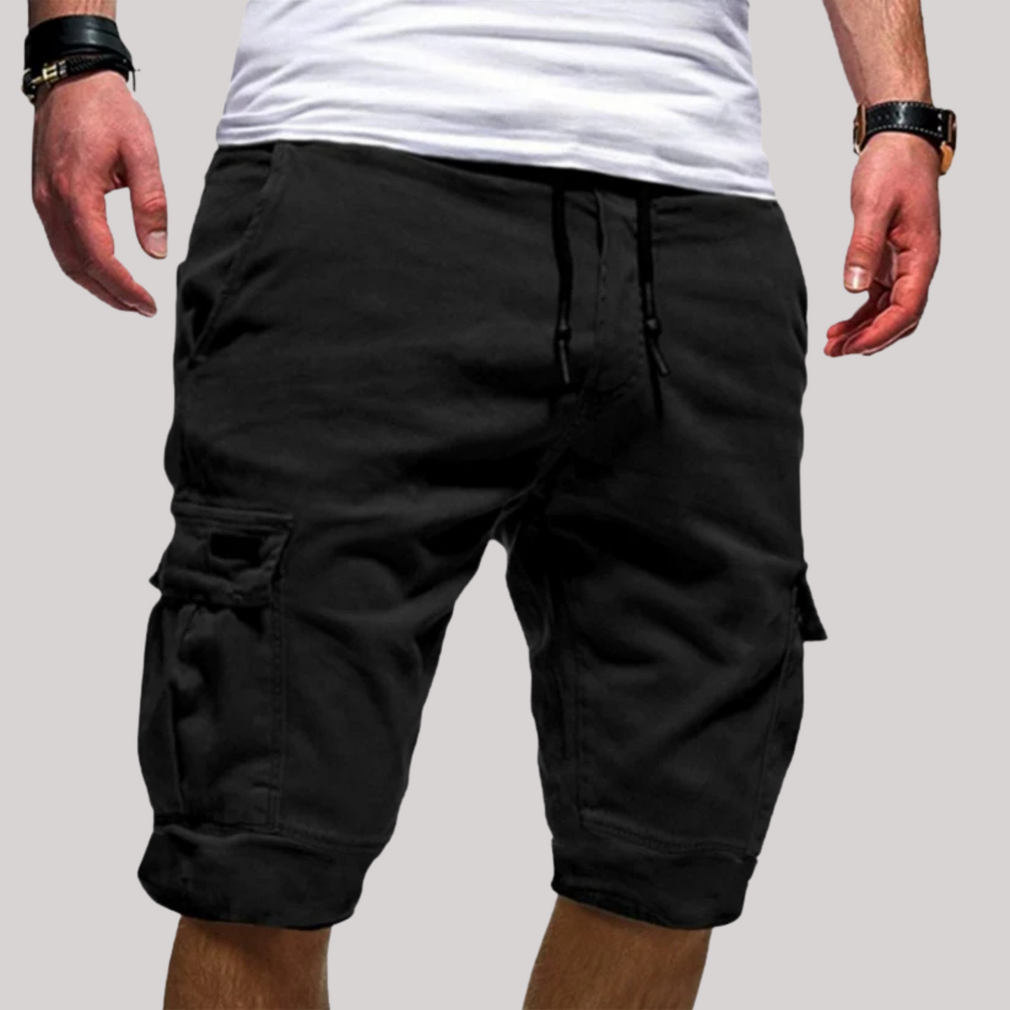 Knielange Herren-Cargoshorts mit Kordelzug