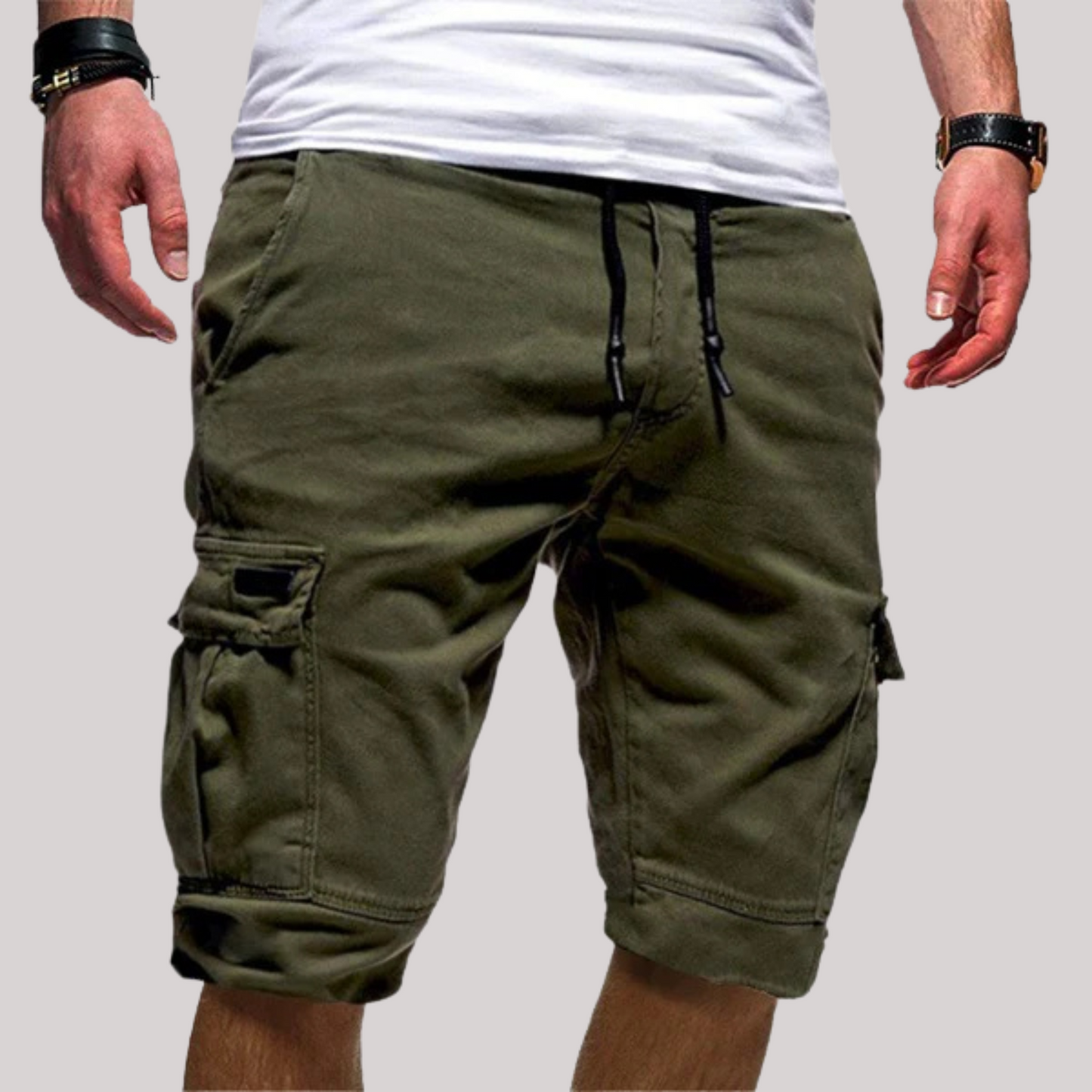 Knielange Herren-Cargoshorts mit Kordelzug