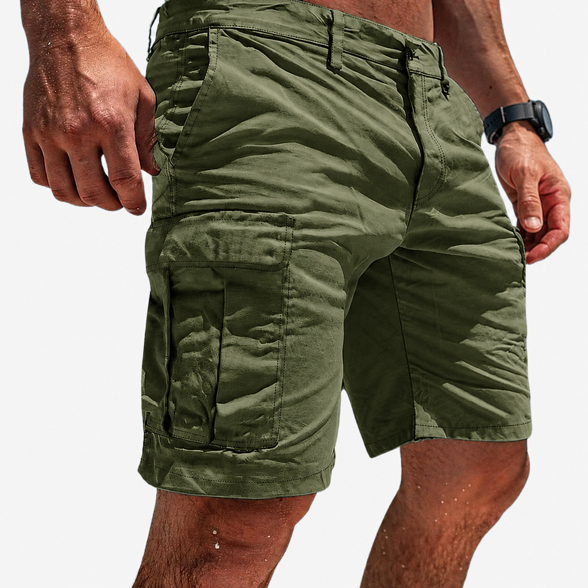 Knielange Herren-Cargoshorts mit mehreren Taschen für den Sommer