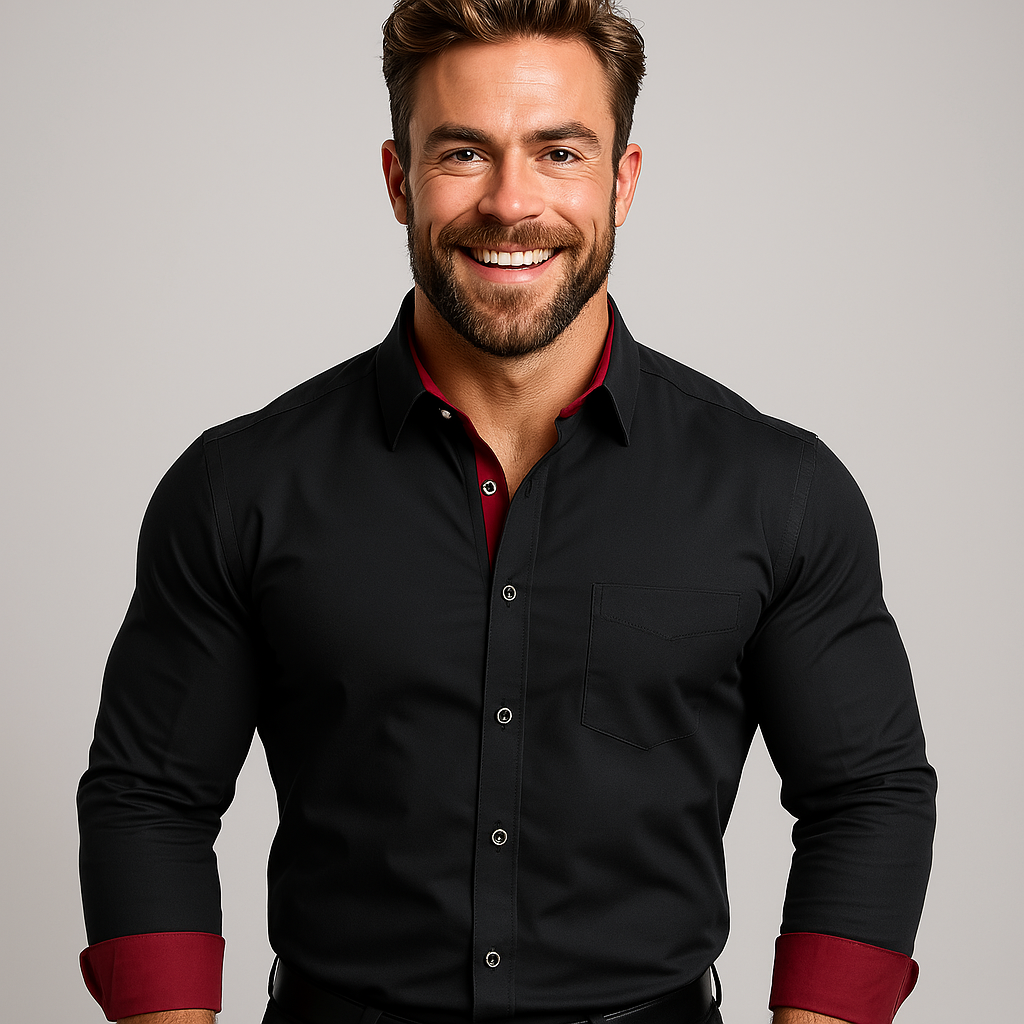 Knitterfreies Herren-Stretchhemd mit Stehkragen – Arbeitshemd