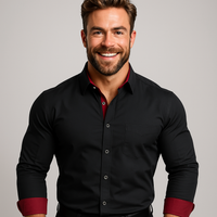 Knitterfreies Herren-Stretchhemd mit Stehkragen – Arbeitshemd
