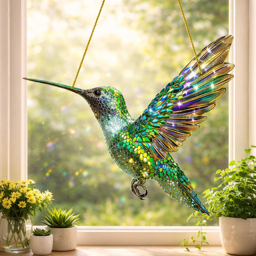 Kolibri-Sonnenfänger für Fenster als Wandkunst und Hängedekoration