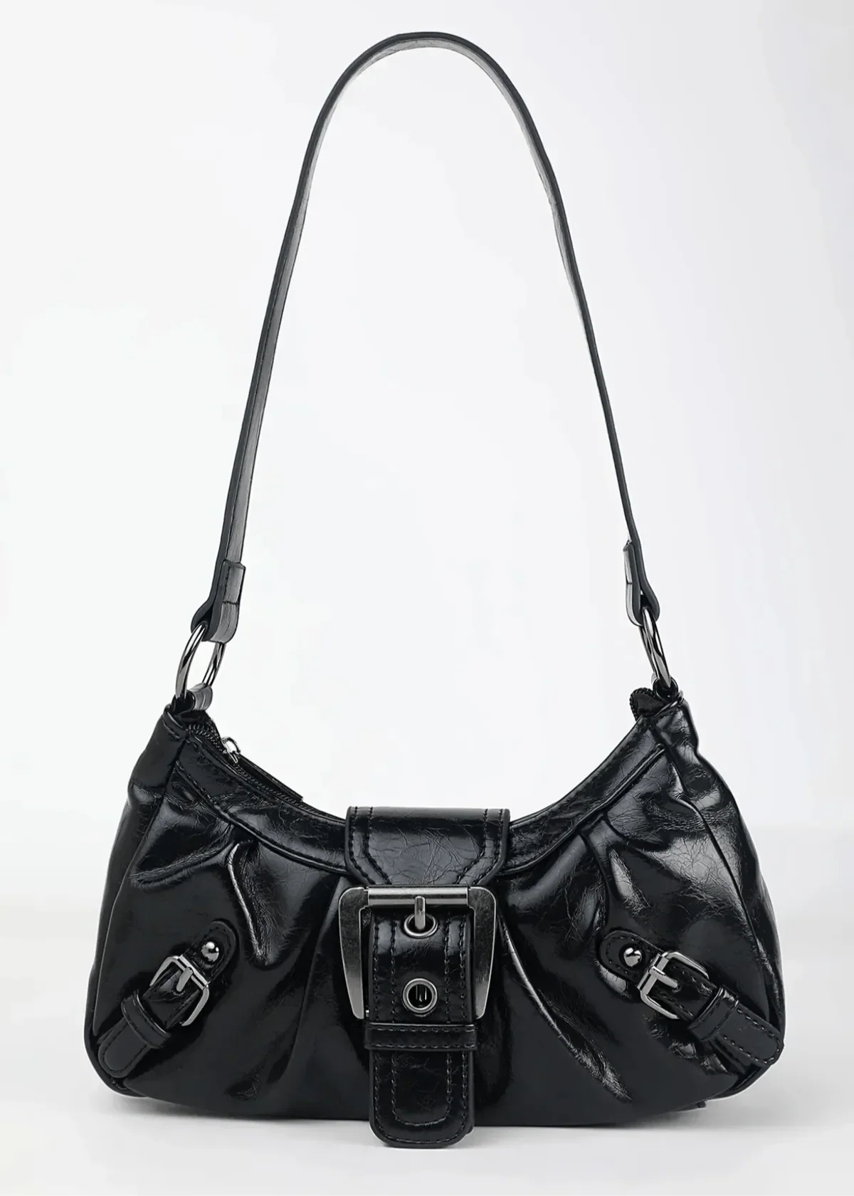 Kompakte, formschöne Damen-Schultertasche aus Leder