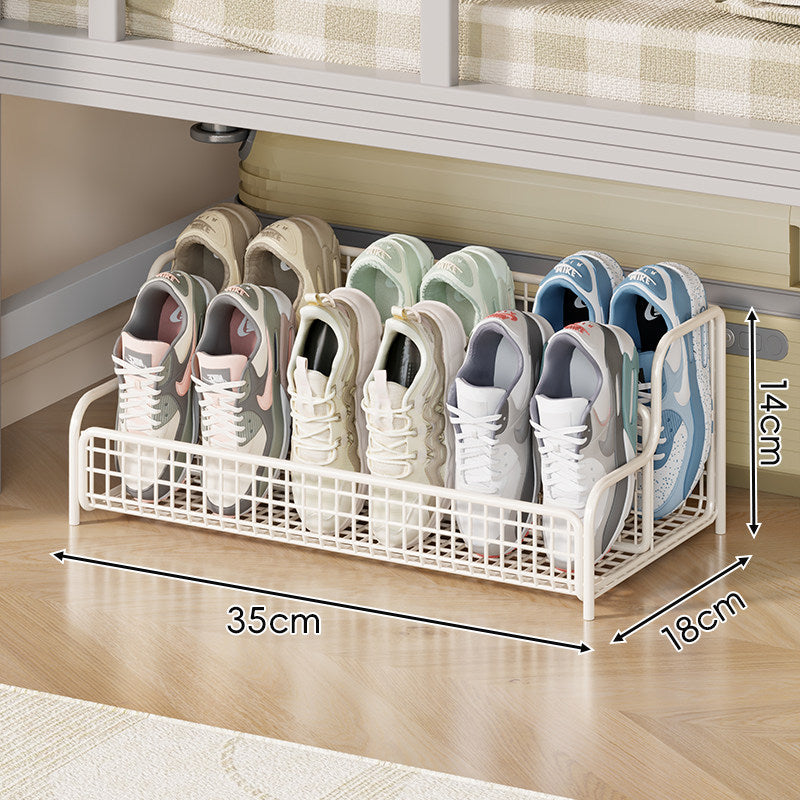 Kompakter, stapelbarer Unterbett-Schuh-Organizer aus Metallgitter mit mehreren Fächern