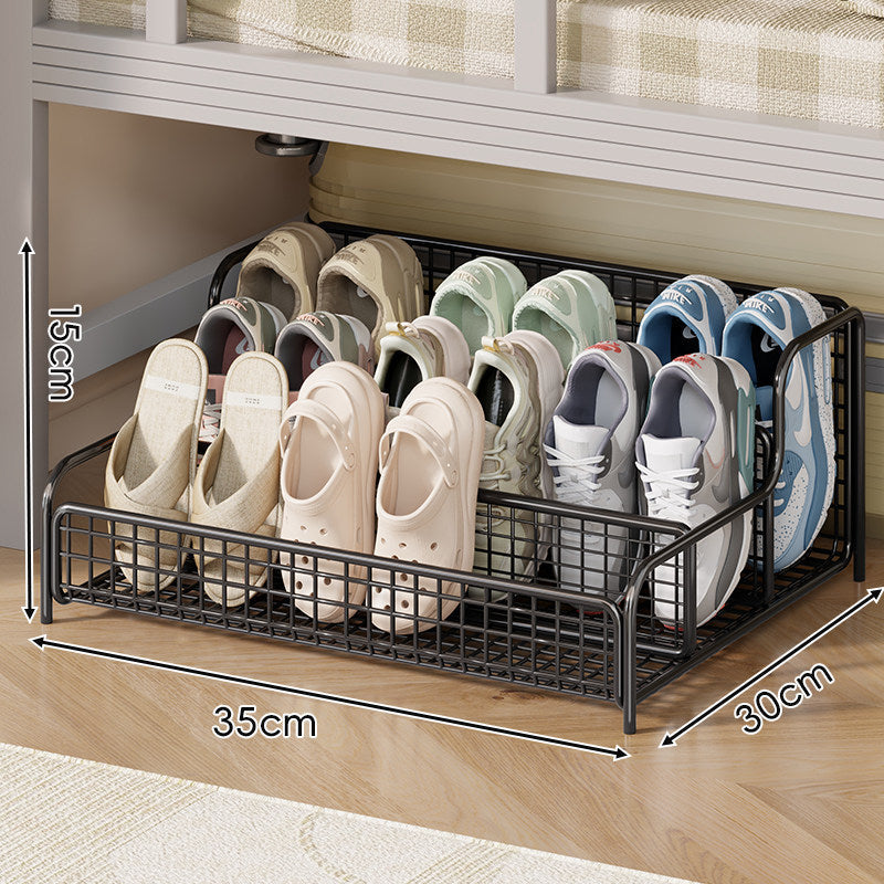 Kompakter, stapelbarer Unterbett-Schuh-Organizer aus Metallgitter mit mehreren Fächern
