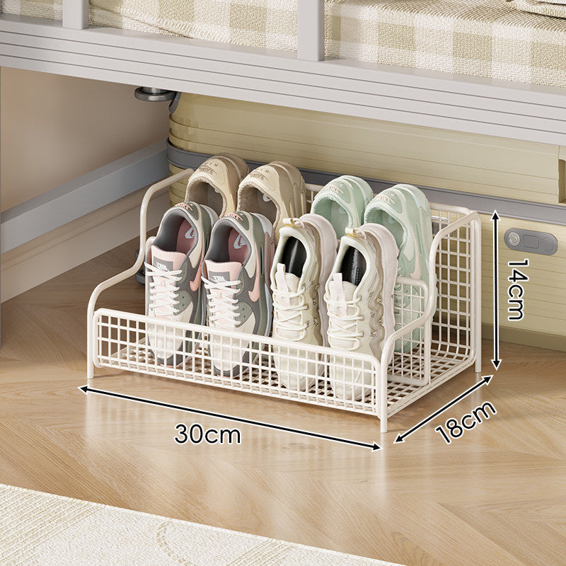 Kompakter, stapelbarer Unterbett-Schuh-Organizer aus Metallgitter mit mehreren Fächern