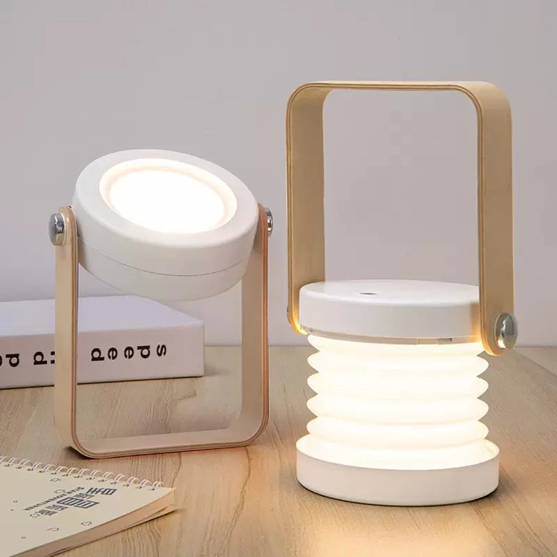 Kreative tragbare Laterne mit Holzgriff | Wiederaufladbare klappbare Tischlampe