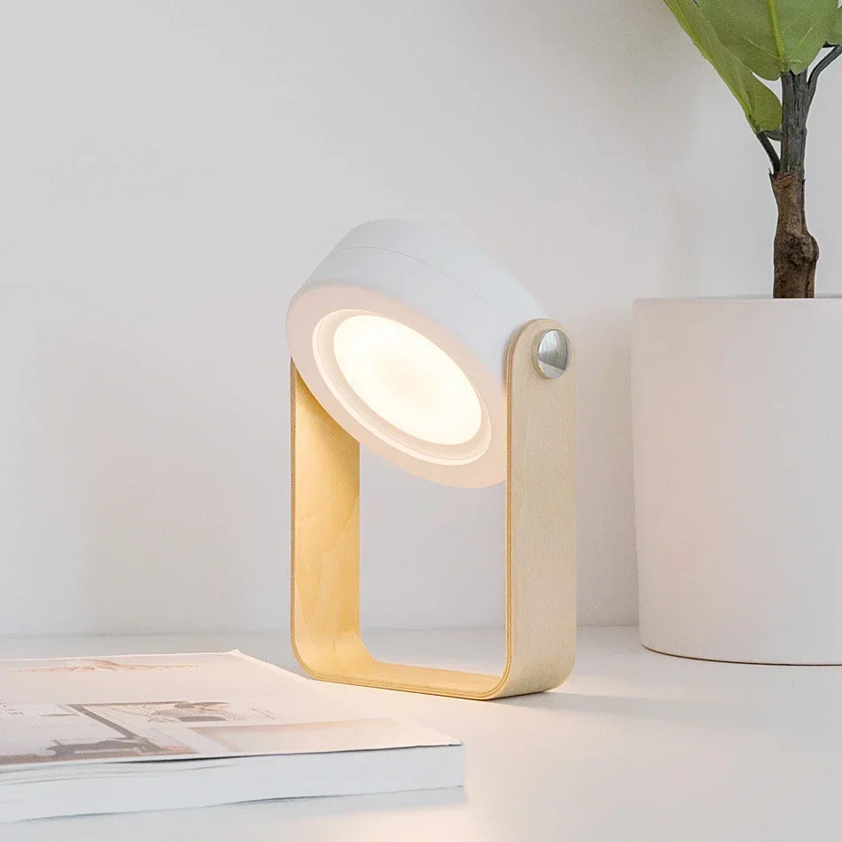 Kreative tragbare Laterne mit Holzgriff | Wiederaufladbare klappbare Tischlampe
