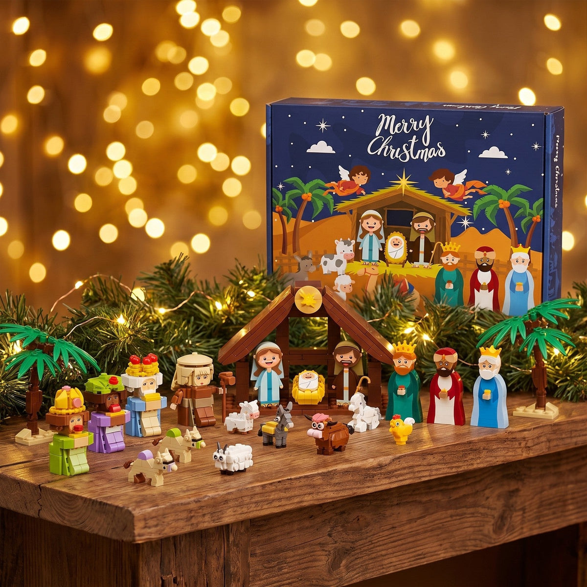 Krippen-Adventskalender, 1495-teiliges Bauset in 24 kleinen Boxen