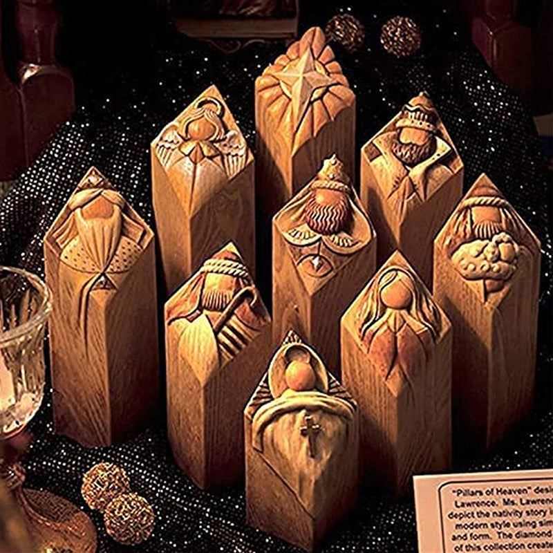 Krippenfiguren in Säulenform
