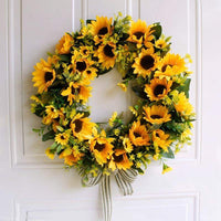 Künstlicher Sonnenblumenkranz in Goldgelb