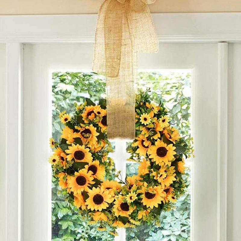 Künstlicher Sonnenblumenkranz in Goldgelb