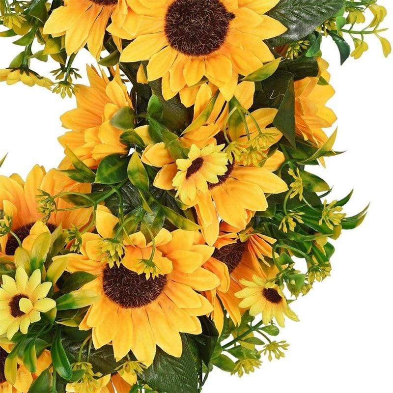 Künstlicher Sonnenblumenkranz in Goldgelb