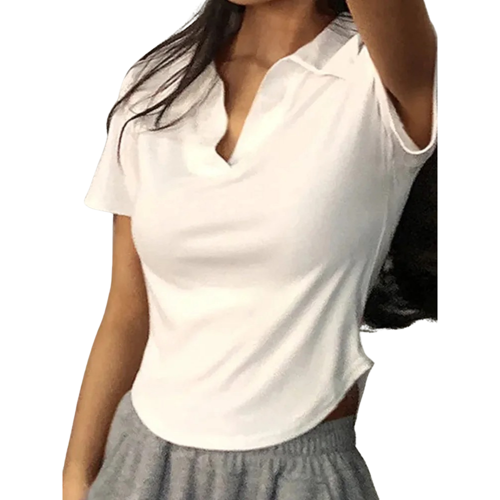 Kurzärmliges Damen-Top mit V-Ausschnitt