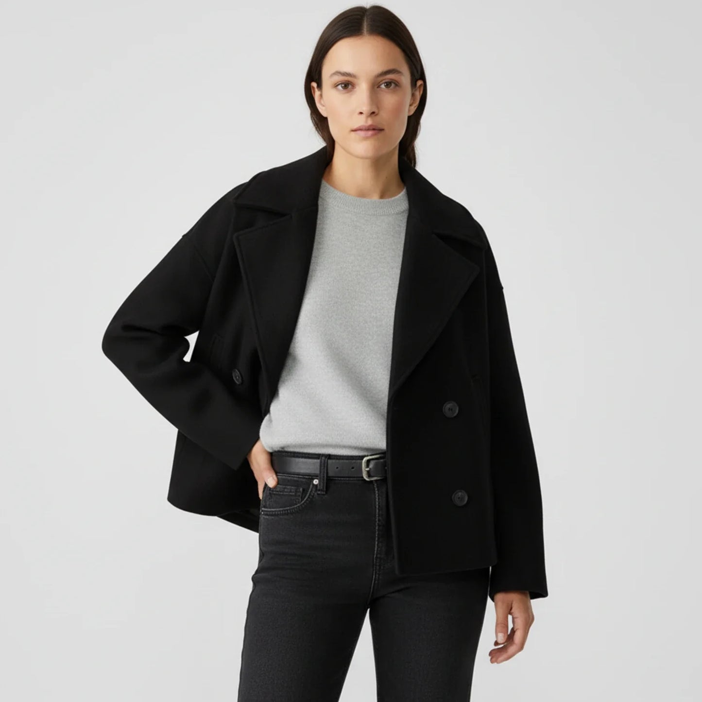 Kurze Cabanjacke für Damen im Trench-Stil