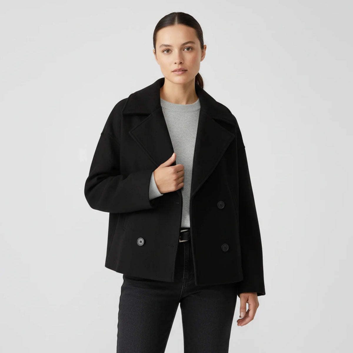 Kurze Cabanjacke für Damen im Trench-Stil