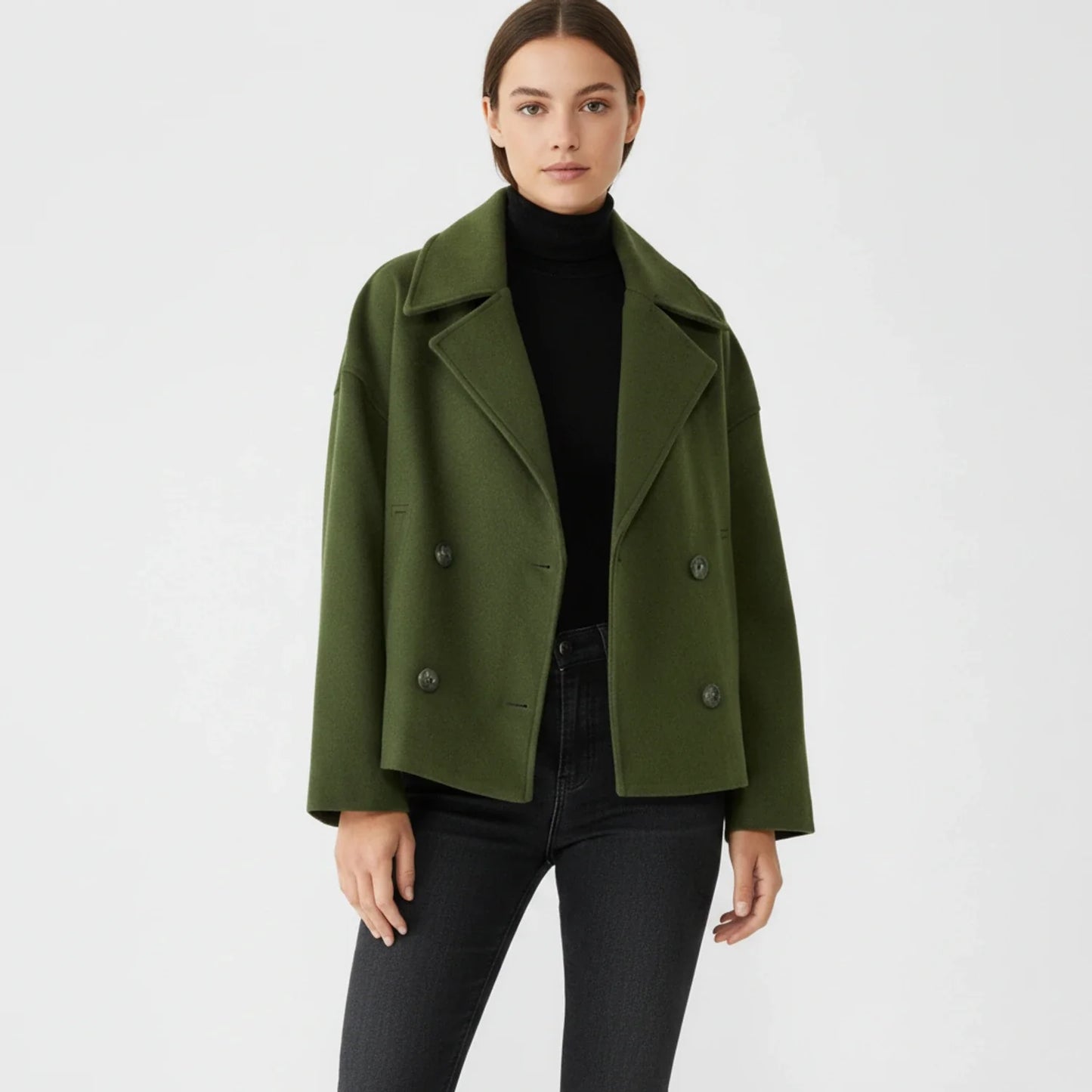 Kurze Cabanjacke für Damen im Trench-Stil