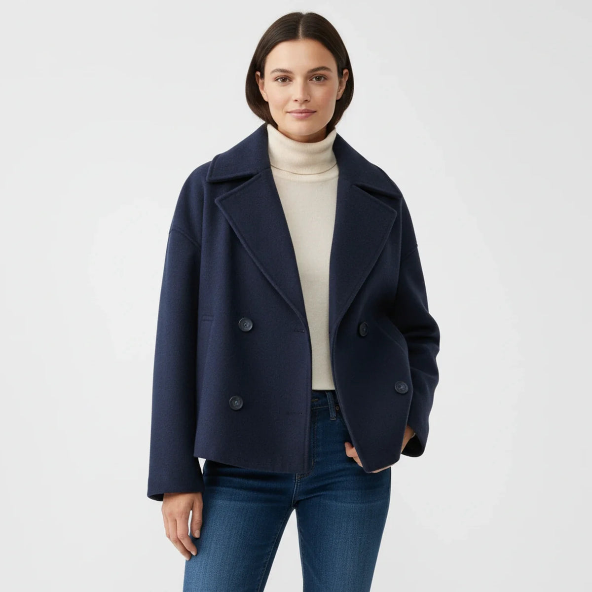 Kurze Cabanjacke für Damen im Trench-Stil