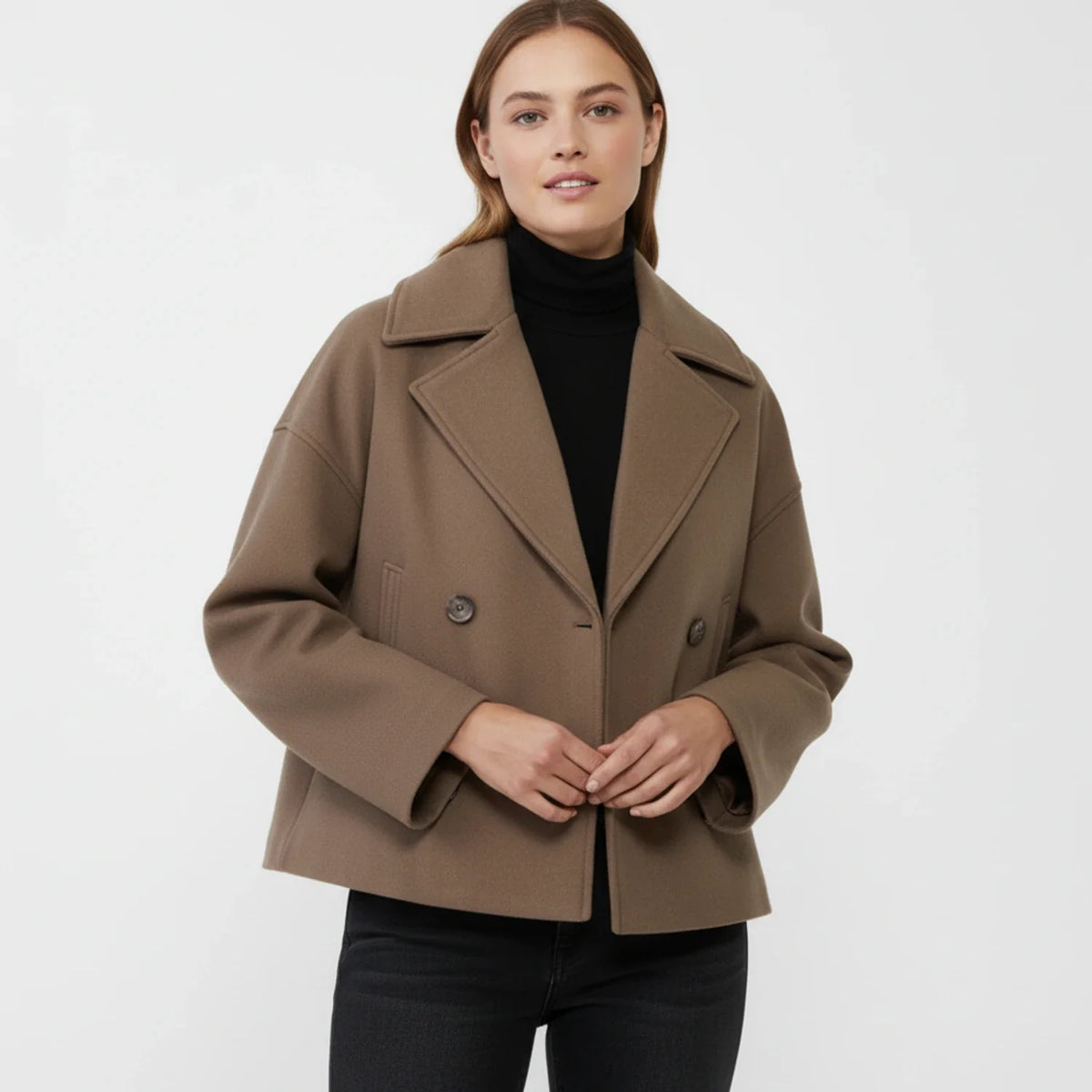 Kurze Cabanjacke für Damen im Trench-Stil