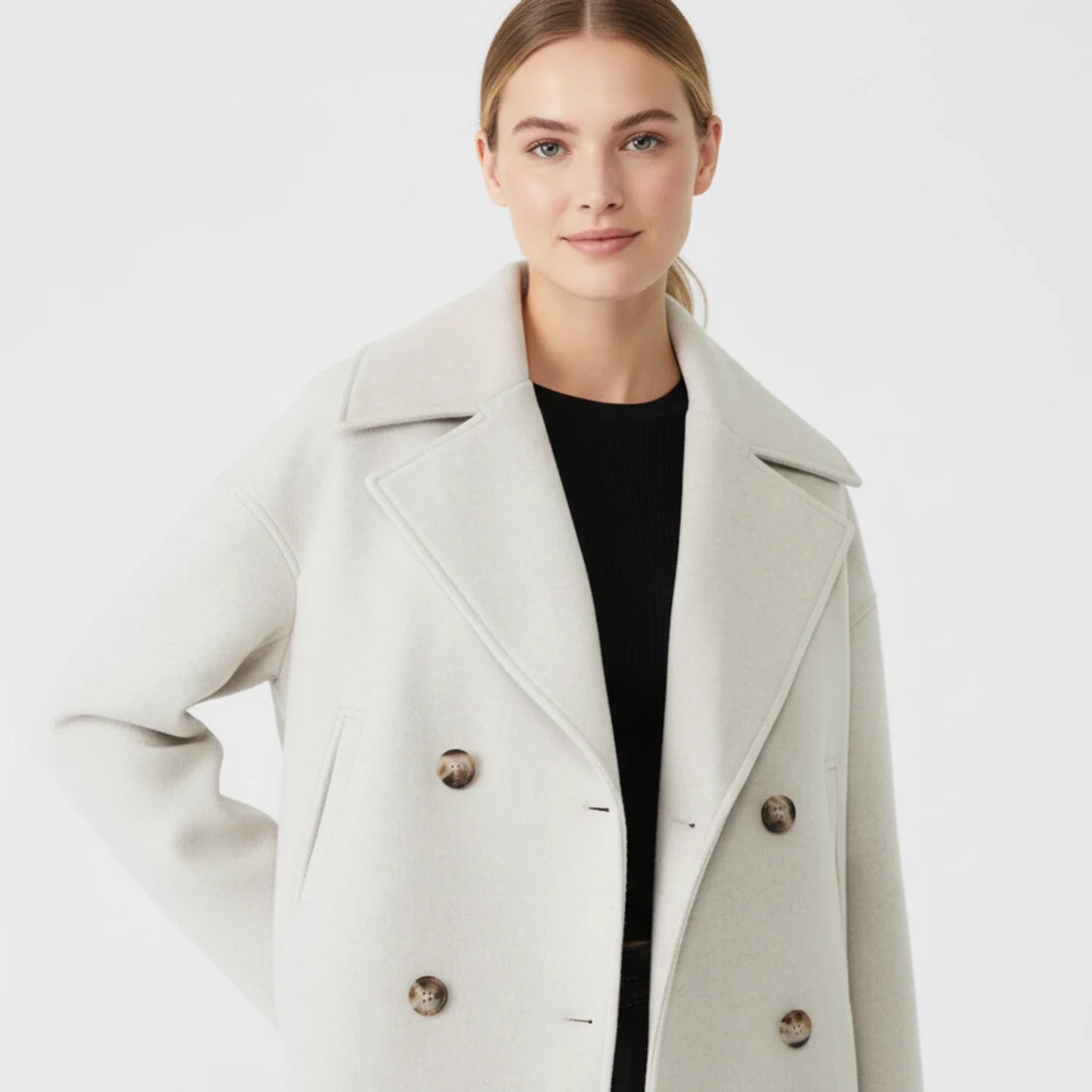 Kurze Cabanjacke für Damen im Trench-Stil