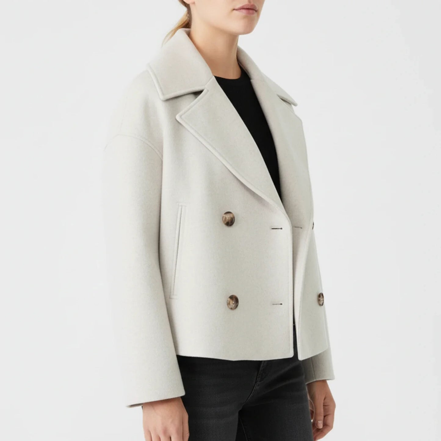 Kurze Cabanjacke für Damen im Trench-Stil