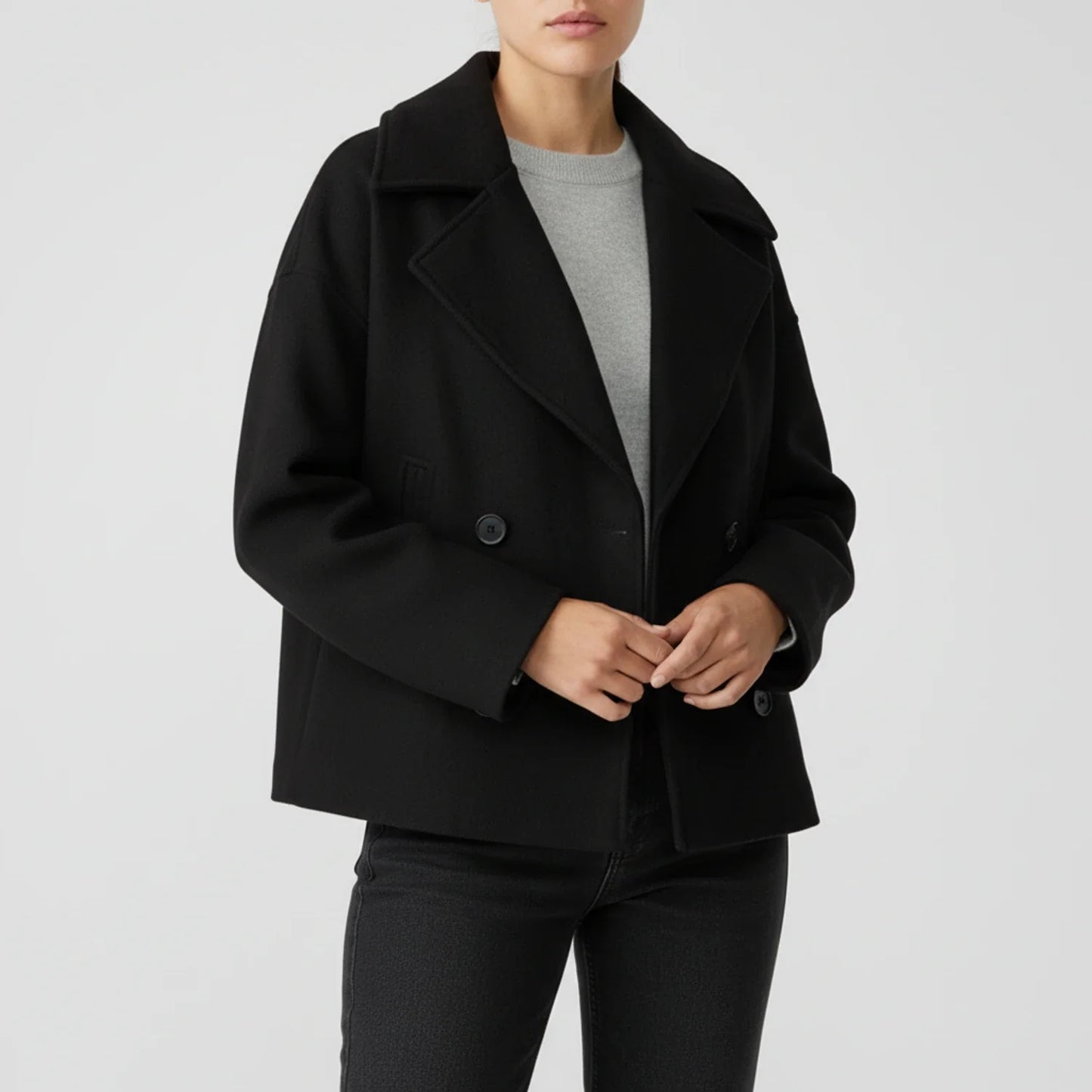 Kurze Cabanjacke für Damen im Trench-Stil