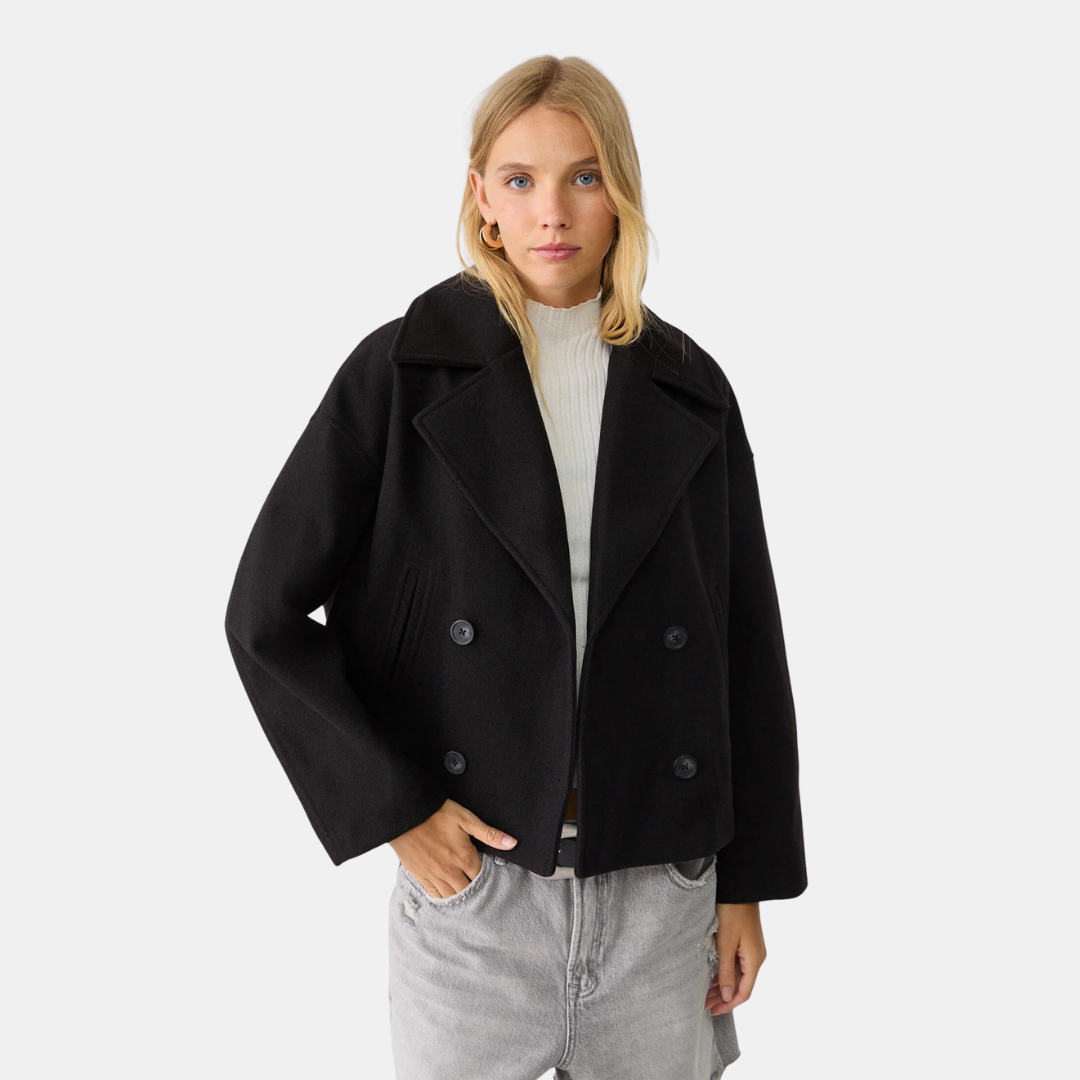 Kurze zweireihige Damenjacke für Herbst & Winter