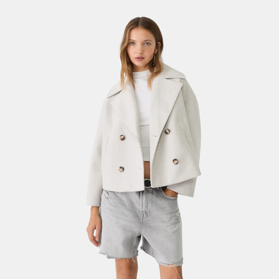 Kurze zweireihige Damenjacke für Herbst & Winter