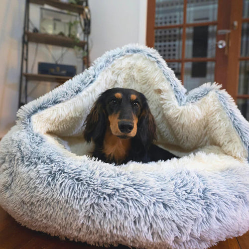 Kuscheliges Hundebett im Höhlenstil mit Antirutschboden – Plüschkissen für Hunde, maschinenwaschbar, verschiedene Größen und Farben