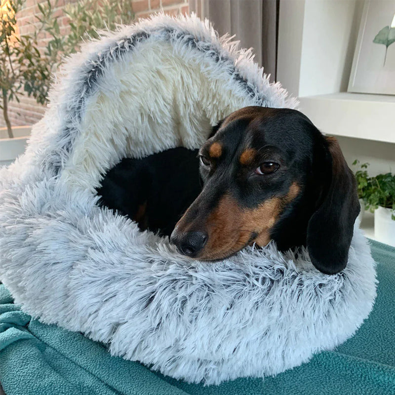 Kuscheliges Hundebett im Höhlenstil mit Antirutschboden – Plüschkissen für Hunde, maschinenwaschbar, verschiedene Größen und Farben